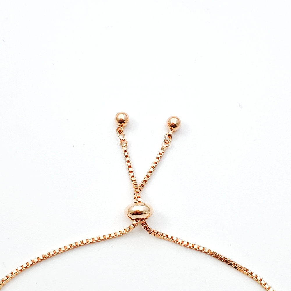 Rose Gold Mini Rhinestone Adjustable Bracelet - Picture 2 of 4